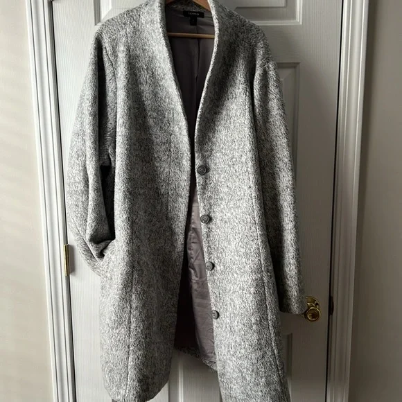 Torrid Marled Light Grey Hacci Funnel Neck Coat size 4 - Picture 3 of 12